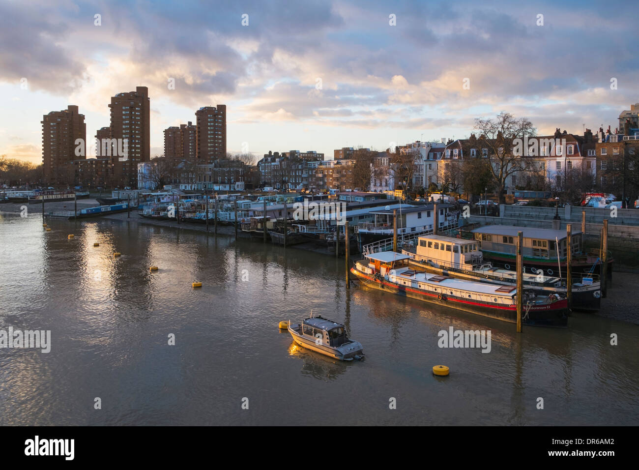 Houseboats on River Thames at Chelsea London England UK Stock Photo Alamy