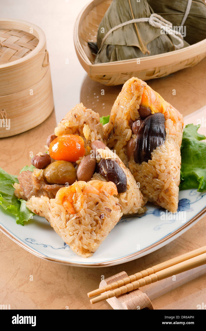 Zongzi (Rice dumpling) Stock Photo