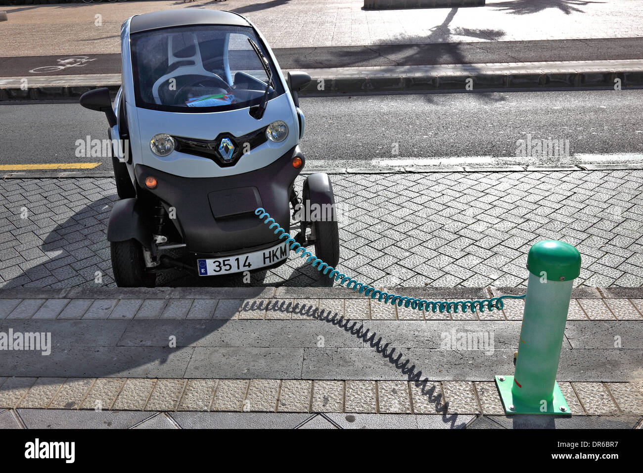 Electric car at the charging station, Lanzarote, Canary islands
