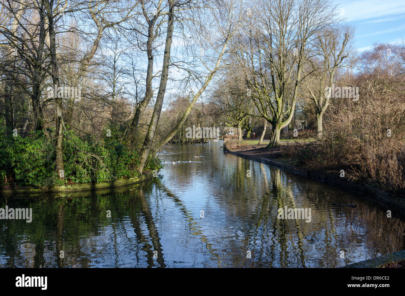 The old Boating Lake at Ward End Park in Hodge Hill, Birmingham Stock Photo