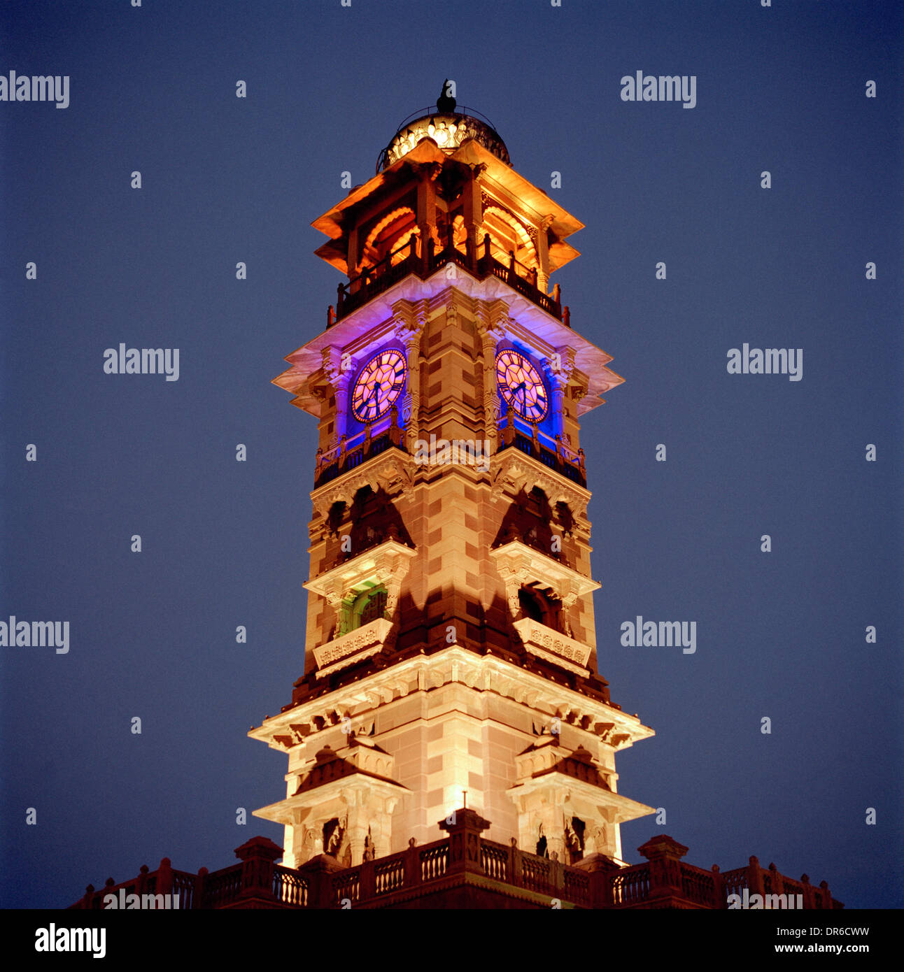 The Clock Tower of Sardar Market in Jodhpur in Rajasthan in India in South Asia. Indian Architecture Building Travel Wanderlust Stock Photo