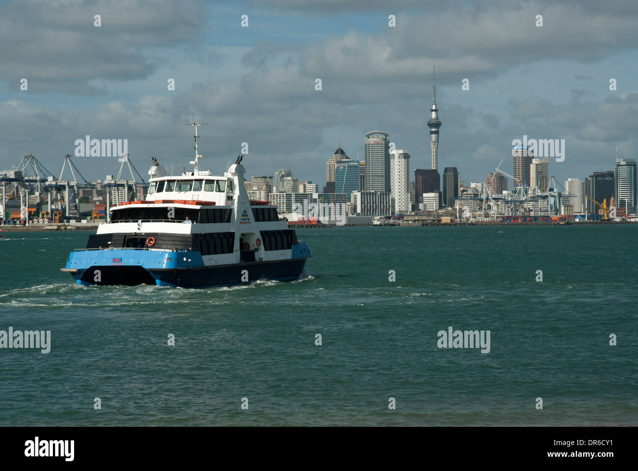 Ferry boat 'Kea' leaving Devonport for Auckland city centre, North Island, New Zealnd Stock Photo