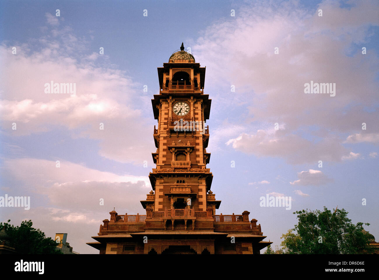 The Clock Tower of Sardar Market in Jodhpur in Rajasthan in India in South Asia. Indian Architecture Building Travel Wanderlust Stock Photo