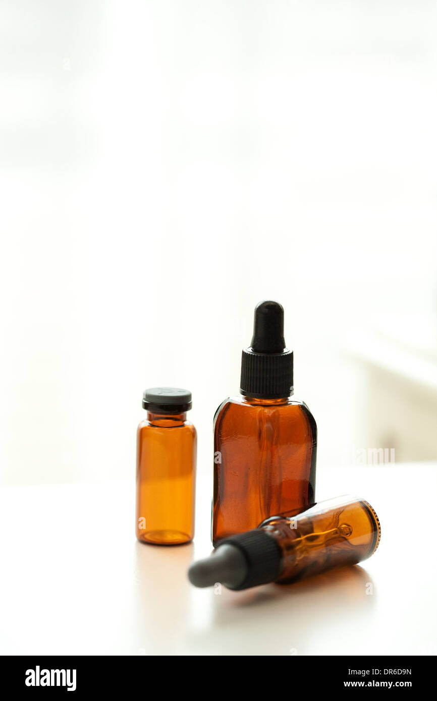 Bottles of aromatherapy oil Stock Photo Alamy