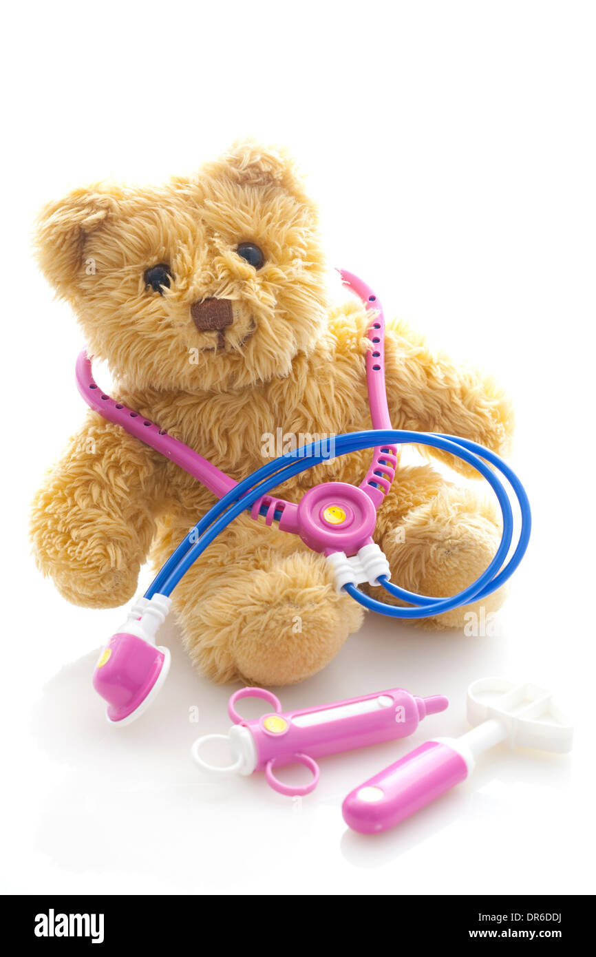 Stuffed bear with stethoscope Stock Photo