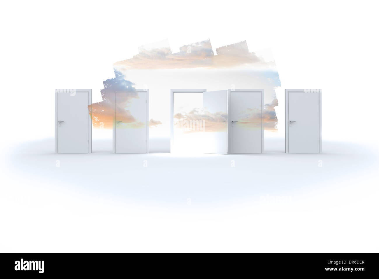Abstract screen in room showing cloudy sky Stock Photo