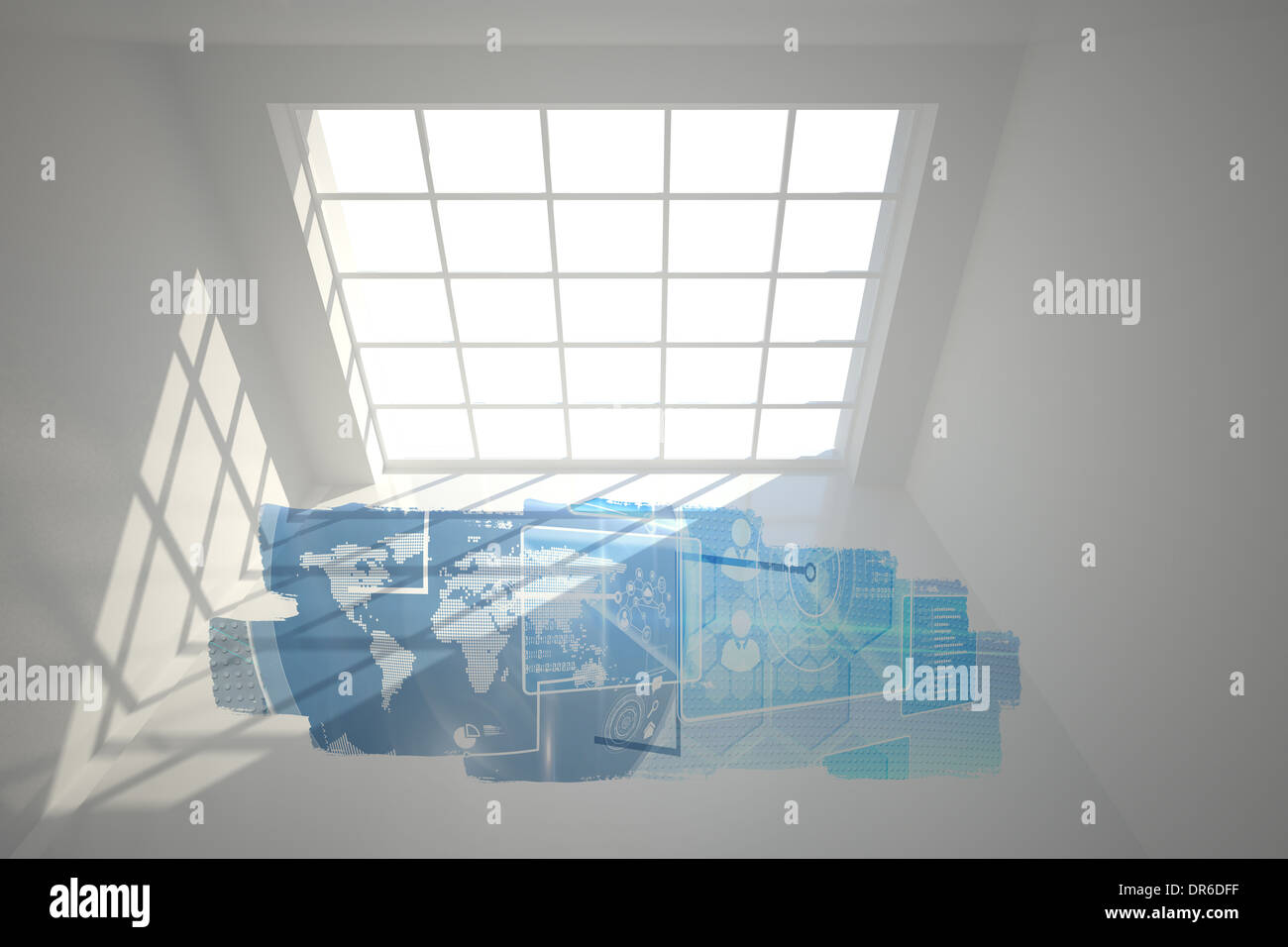Abstract screen in room showing technology interface Stock Photo - Alamy