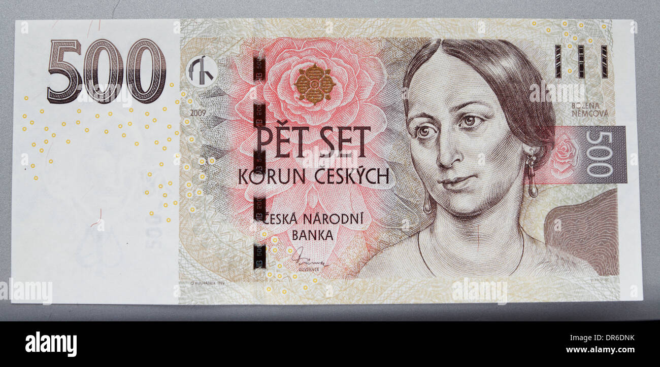 The front side of the Czech Republic 200 Koruna banknote currency with a picture of Božena Němcová Stock Photo