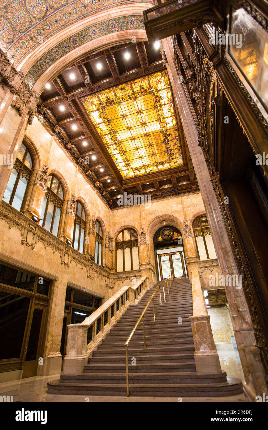 Beautiful Lobby Interior With Staircase In Historic Chrysler