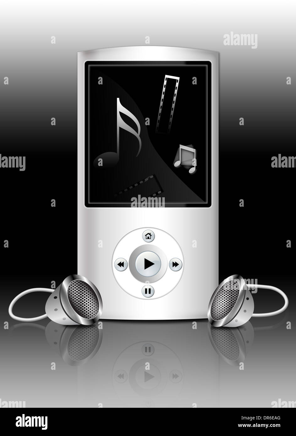Black and white media player Stock Photo - Alamy