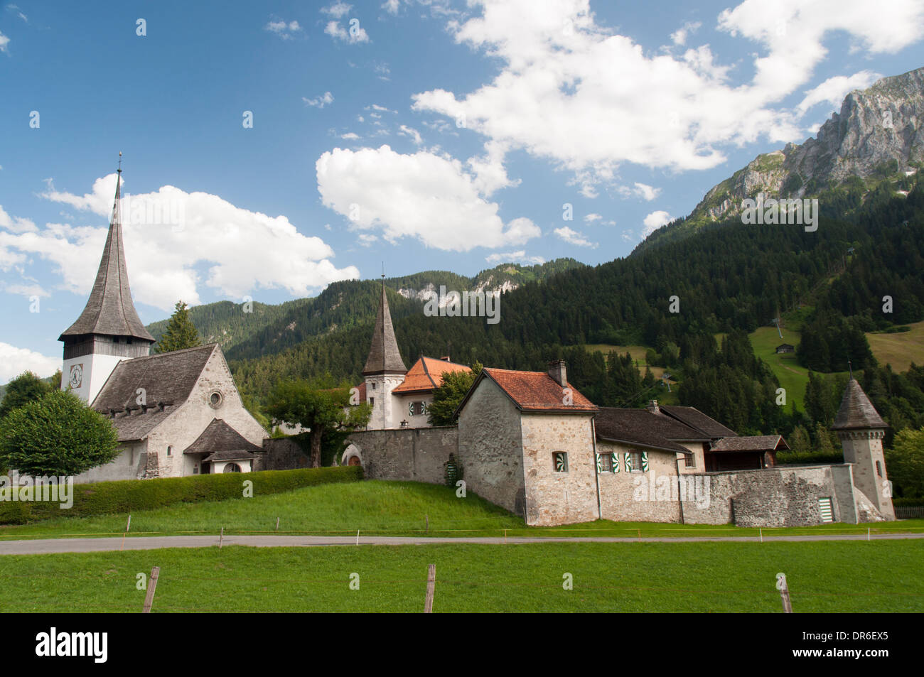 Chateau de Rougemont in the Saane valley in the Swiss Alps, Le Rubli