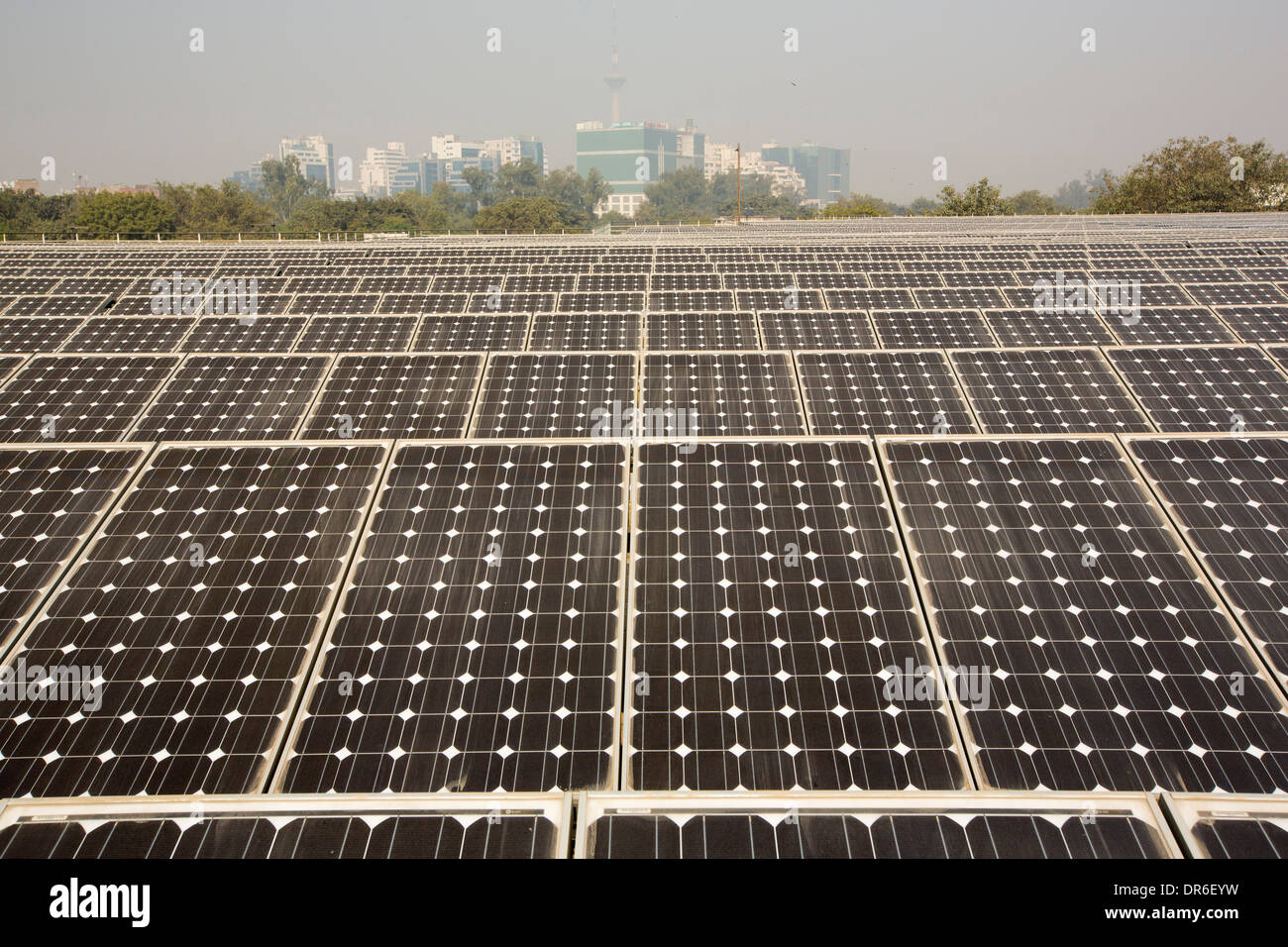 A 1 MW solar power station run by Tata power on the roof of an