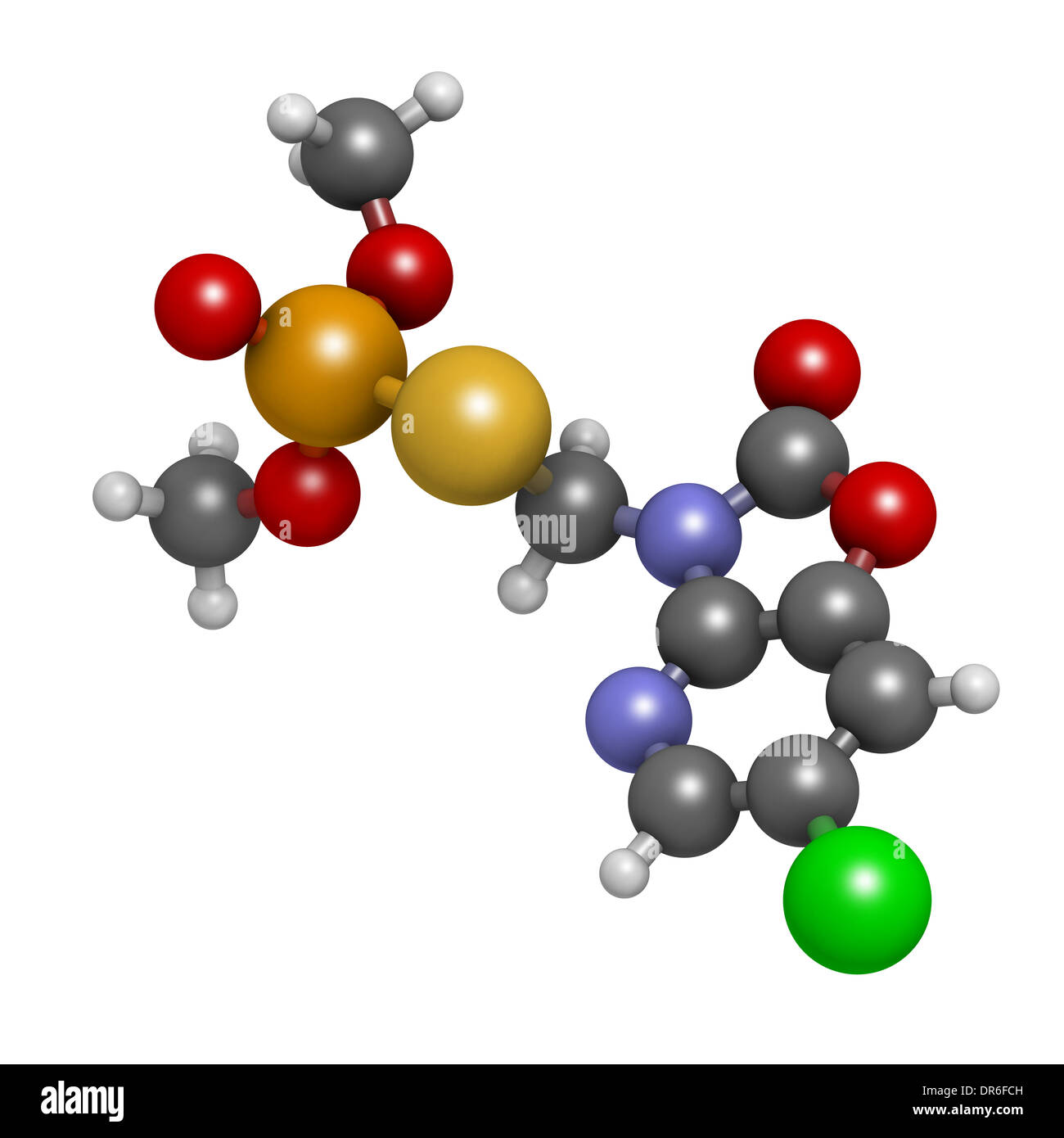 Azamethiphos pesticide molecule. Used in flypaper, veterinary medicine, etc. Stock Photo
