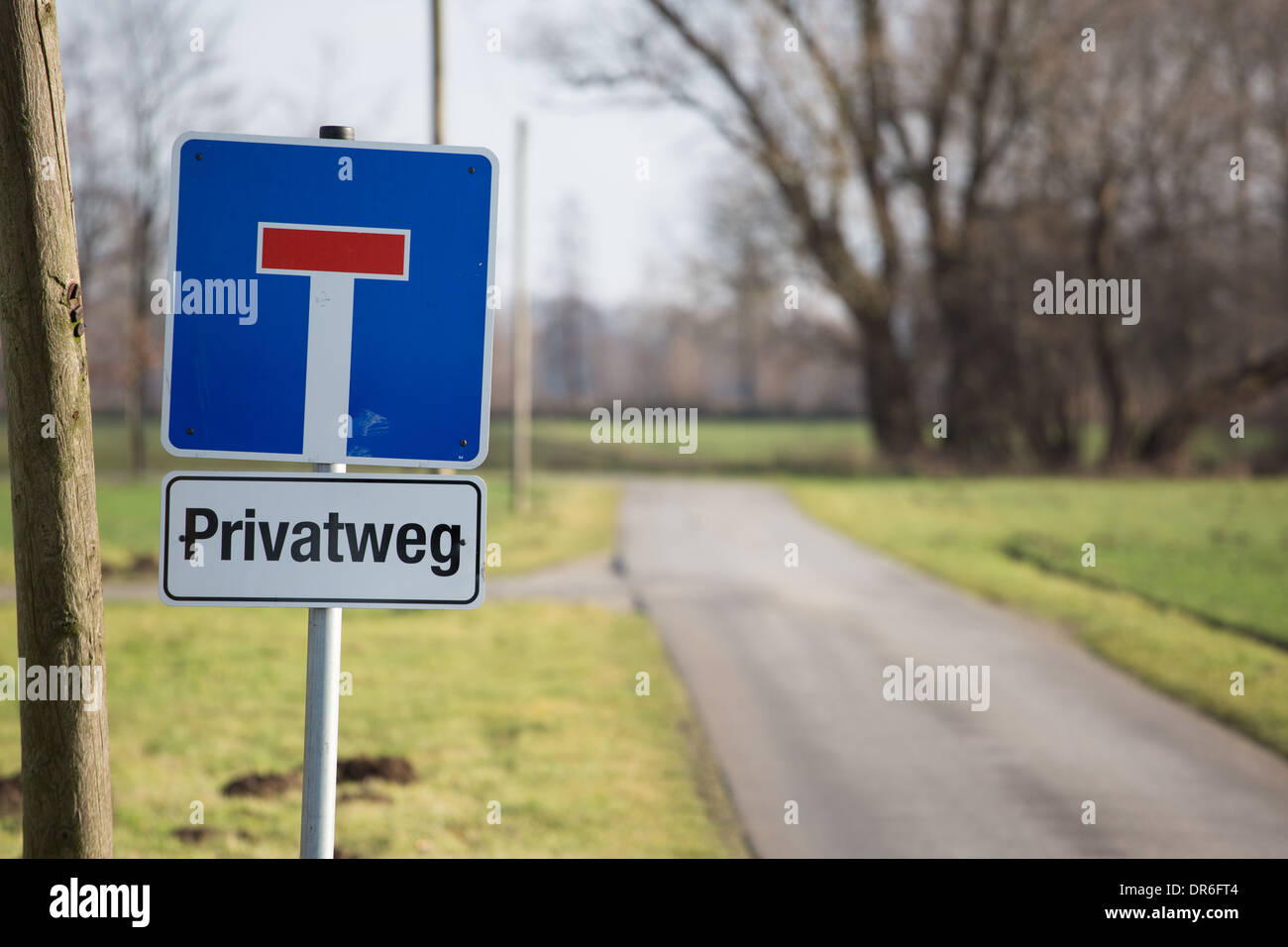 Privatweg - private road - sign Stock Photo