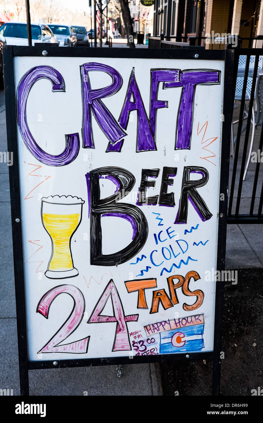 Ice cold craft beer sign. Stock Photo