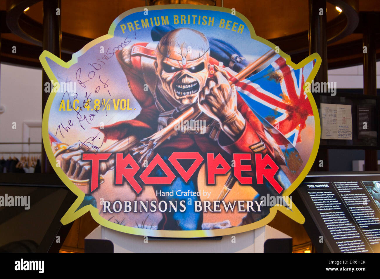 Trooper Sign, Robinsons Brewery Centre Stock Photo