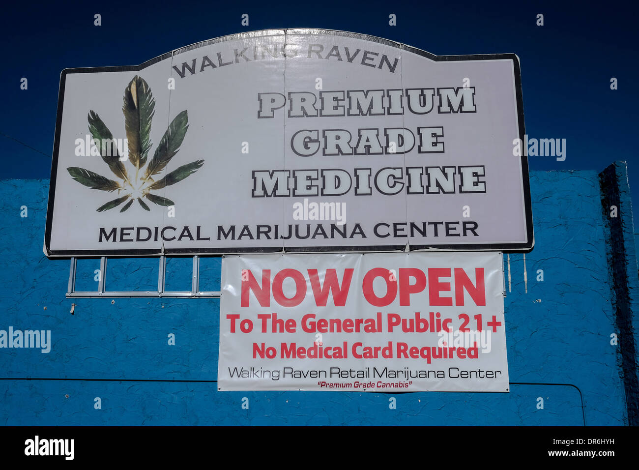 Walking Raven Medical Marijuana Dispensary. Denver Colorado off Broadway Stock Photo