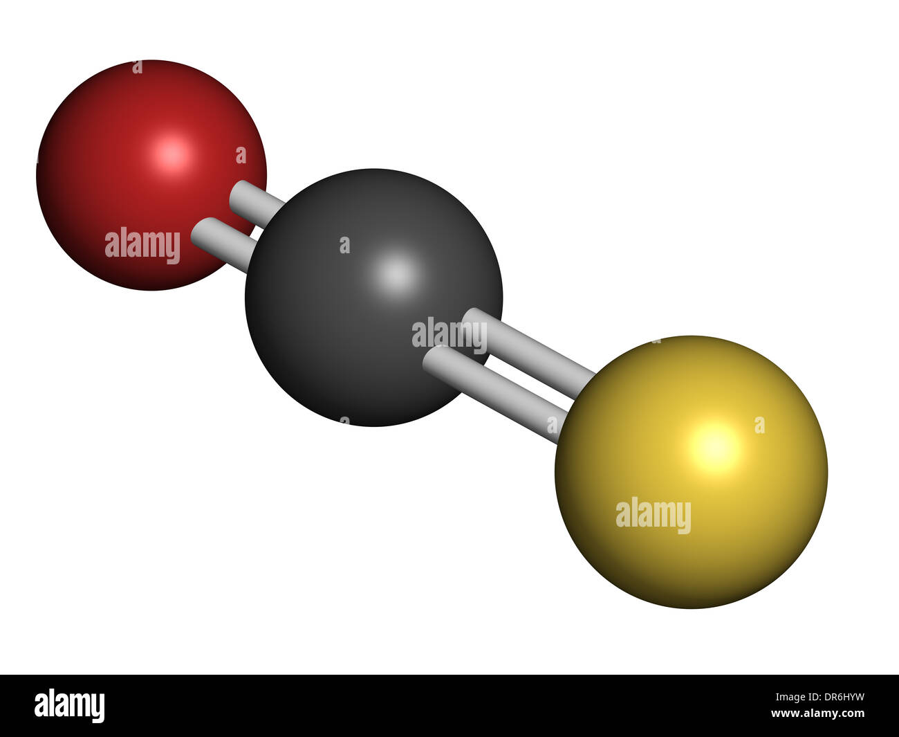 Carbonylsulfide (COS) molecule. Foul smelling gas, naturally present in