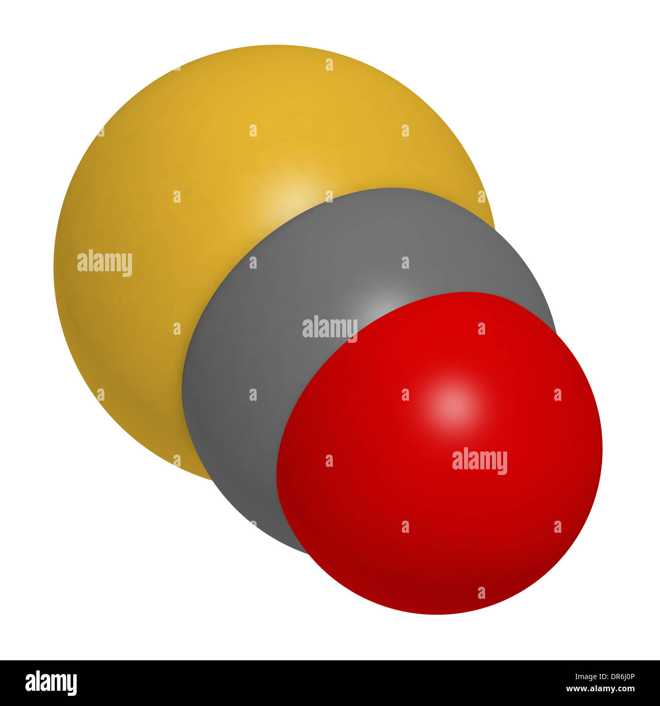Carbonylsulfide (COS) molecule. Foul smelling gas, naturally present in
