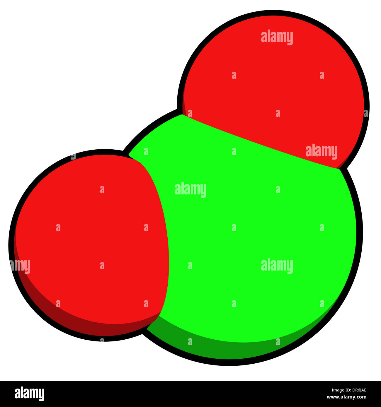 Chlorine dioxide (ClO2) molecule. Used in pulp bleaching and for
