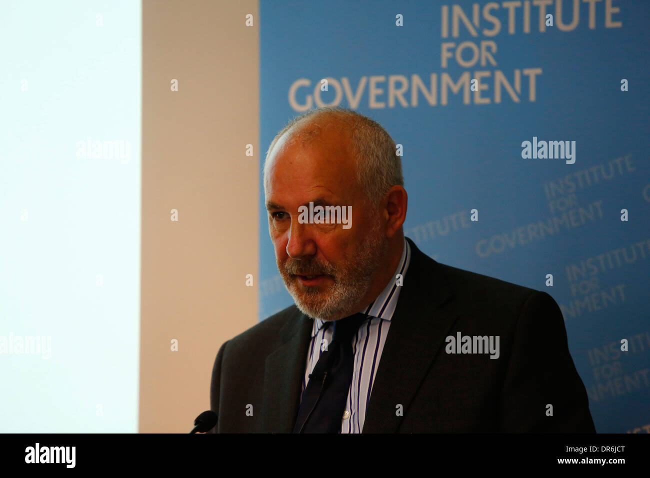 Labour shadow Cabinet Office minister Jon Trickett delivers a Speech on civil service reform at the Institute for Government, in Stock Photo