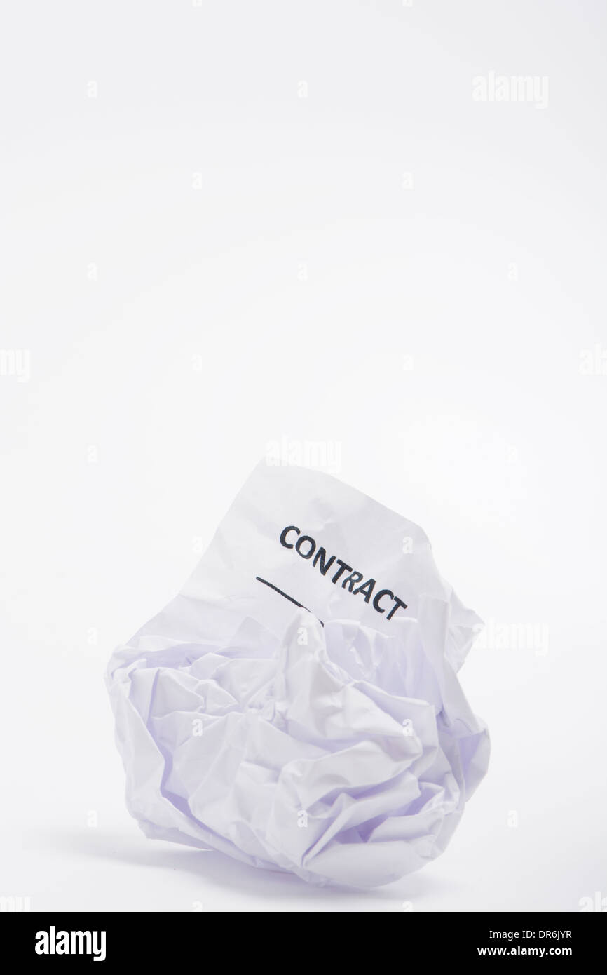 Contract on A Crumpled Ball Of Paper Stock Photo