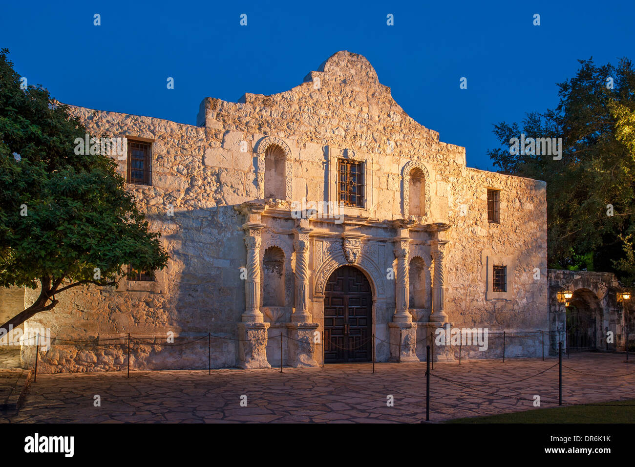 Twilight over the Alamo, San Antonio, Texas, USA Stock Photo