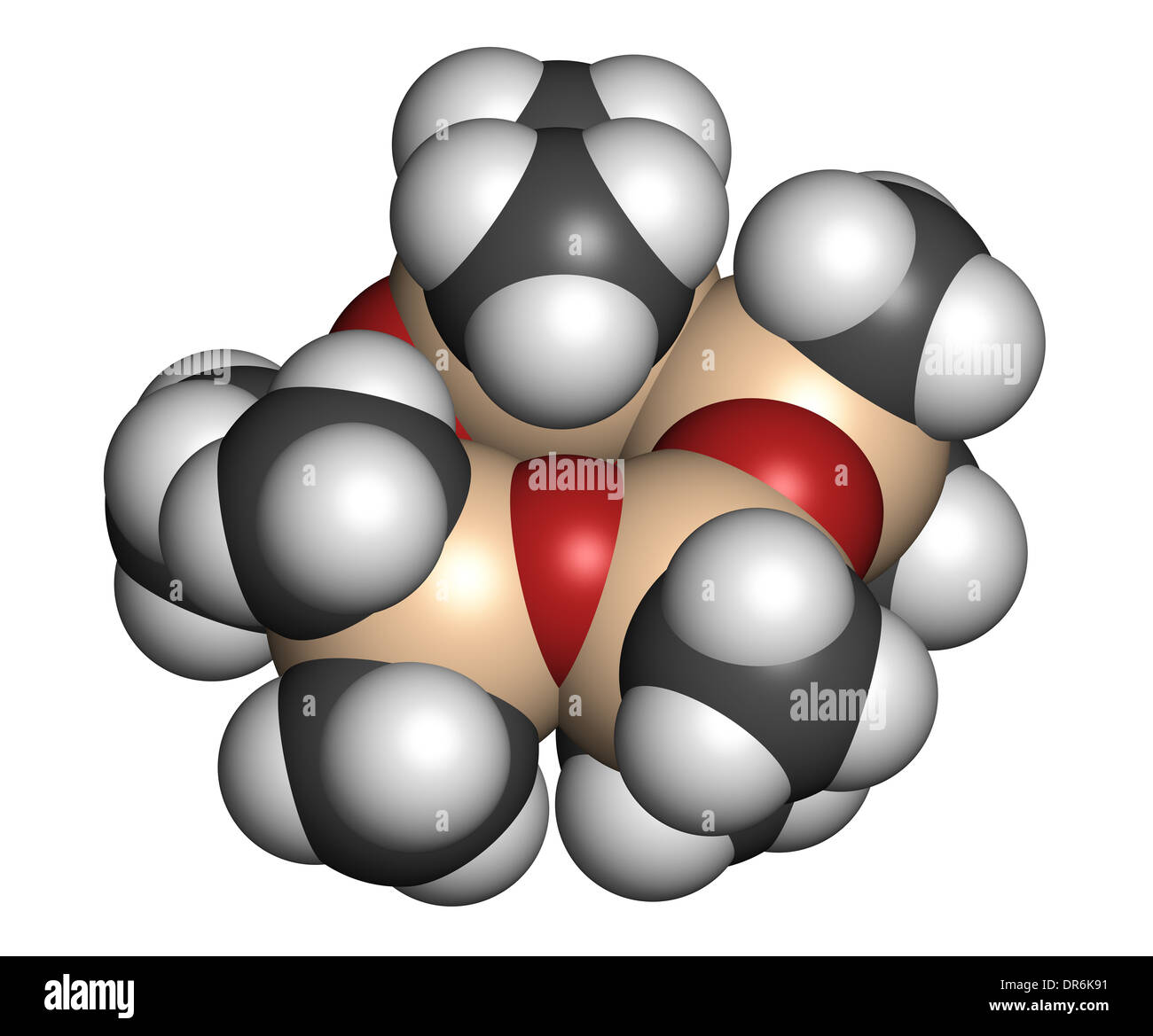 Decamethylcyclopentasiloxane (D5) molecule. Cyclic silicone chemical,  frequently used in cosmetics (deodorants, sunblocks, etc Stock Photo - Alamy