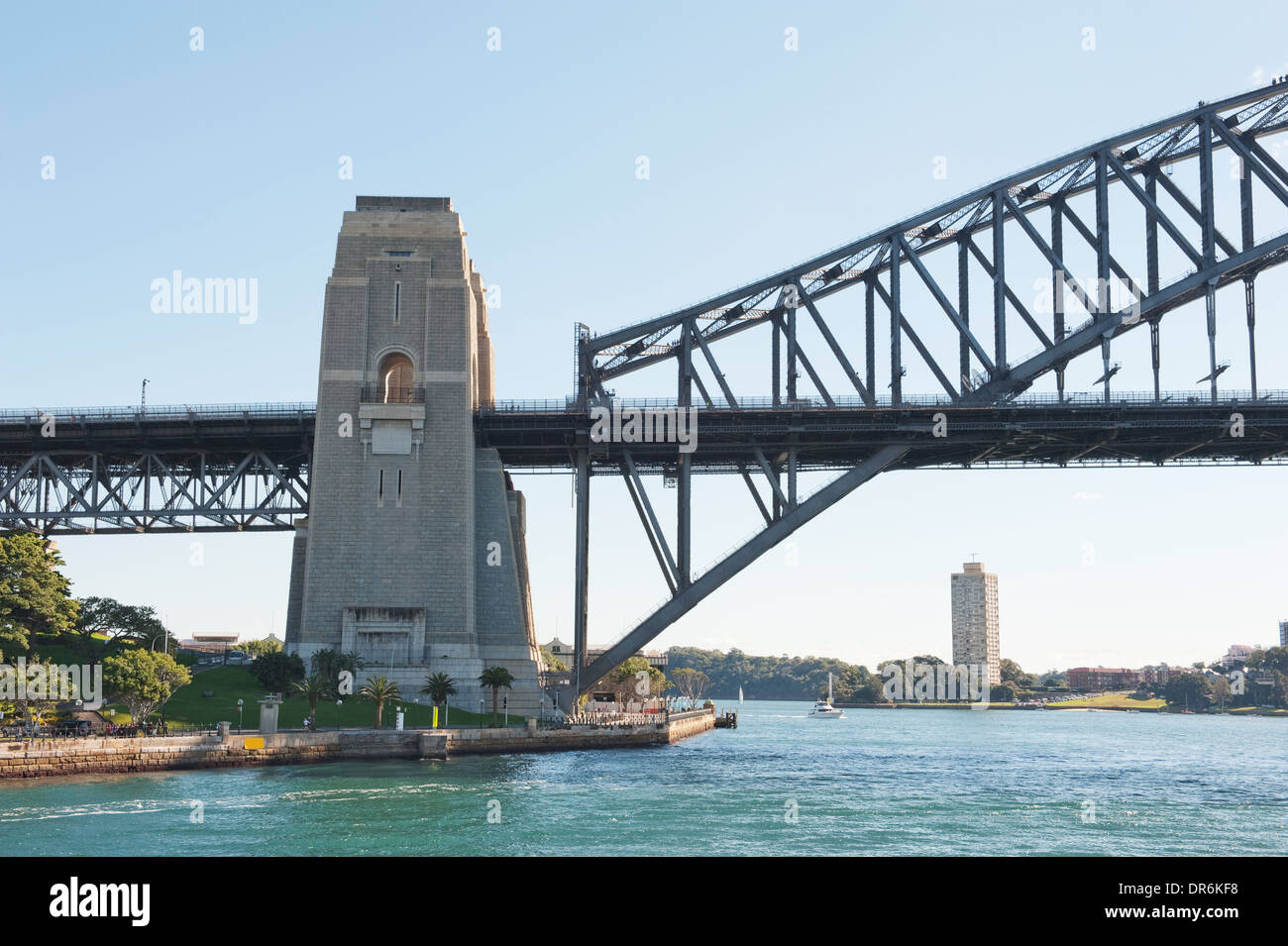 fragment view of the Sydney Harbour Bridge with climbers Stock Photo