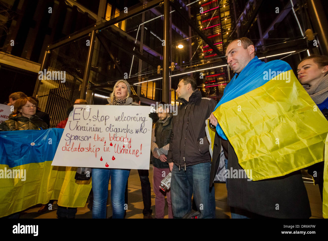 Ukrainian Euromaidan protest in Knightsbridge, London. Stock Photo