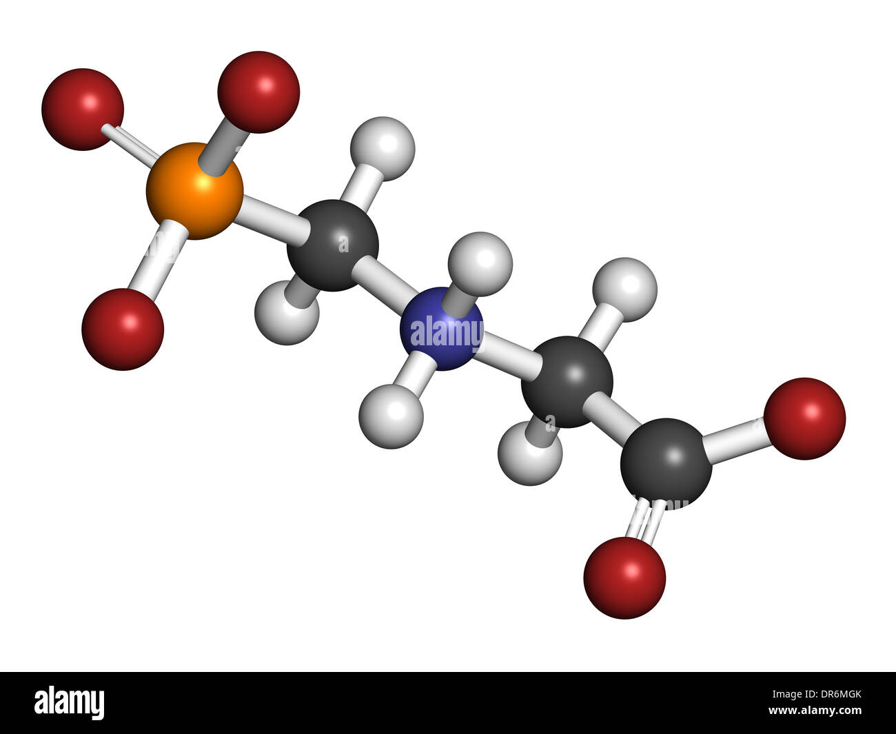 Glyphosphate herbicide molecule. Crops resistant to glyphosphate (genetically modified organisms, GMO) have been produced. Stock Photo