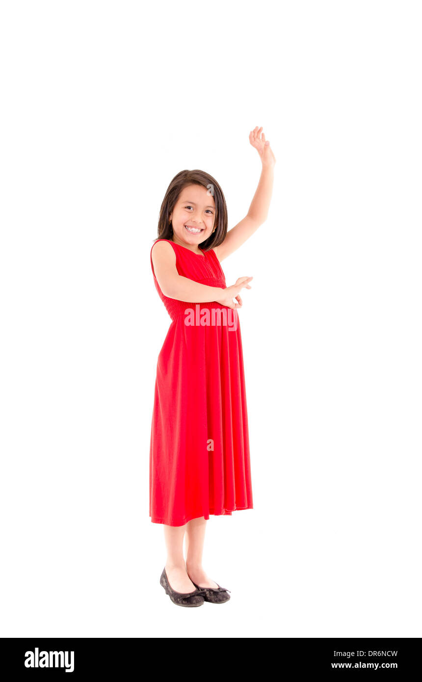 Full length portrait of a happy little girl dancing Stock Photo Alamy