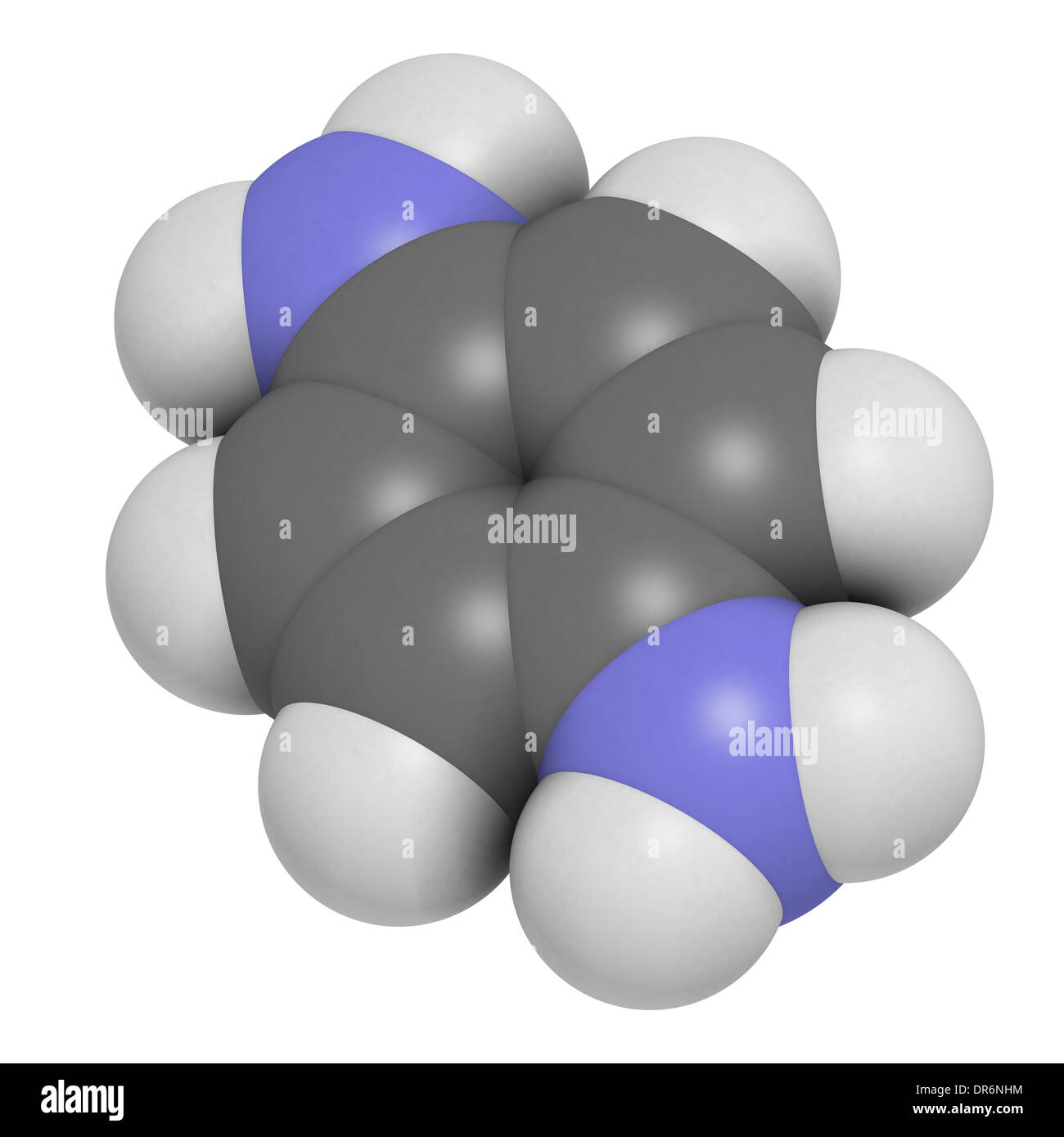 pPhenylenediamine (PPD) hair dye molecule. Also precursor in polymer synthesis. Known contact