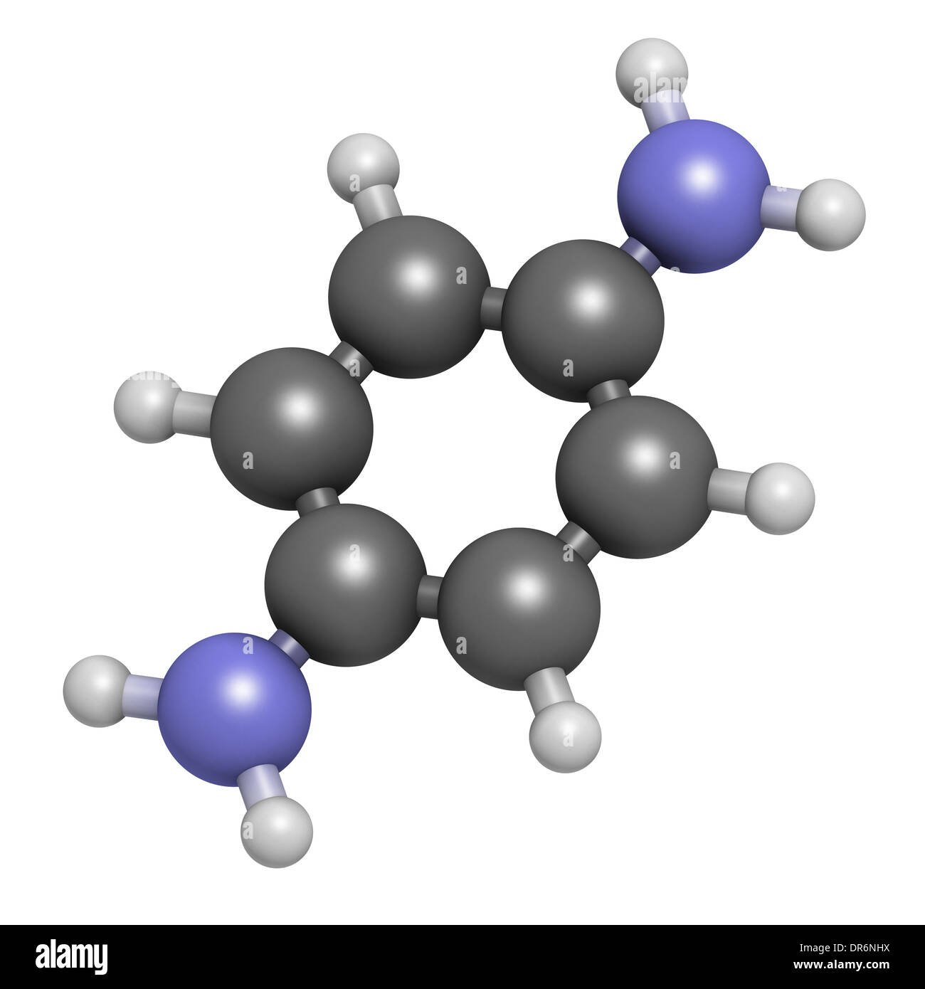 pPhenylenediamine (PPD) hair dye molecule. Also precursor in polymer synthesis. Known contact