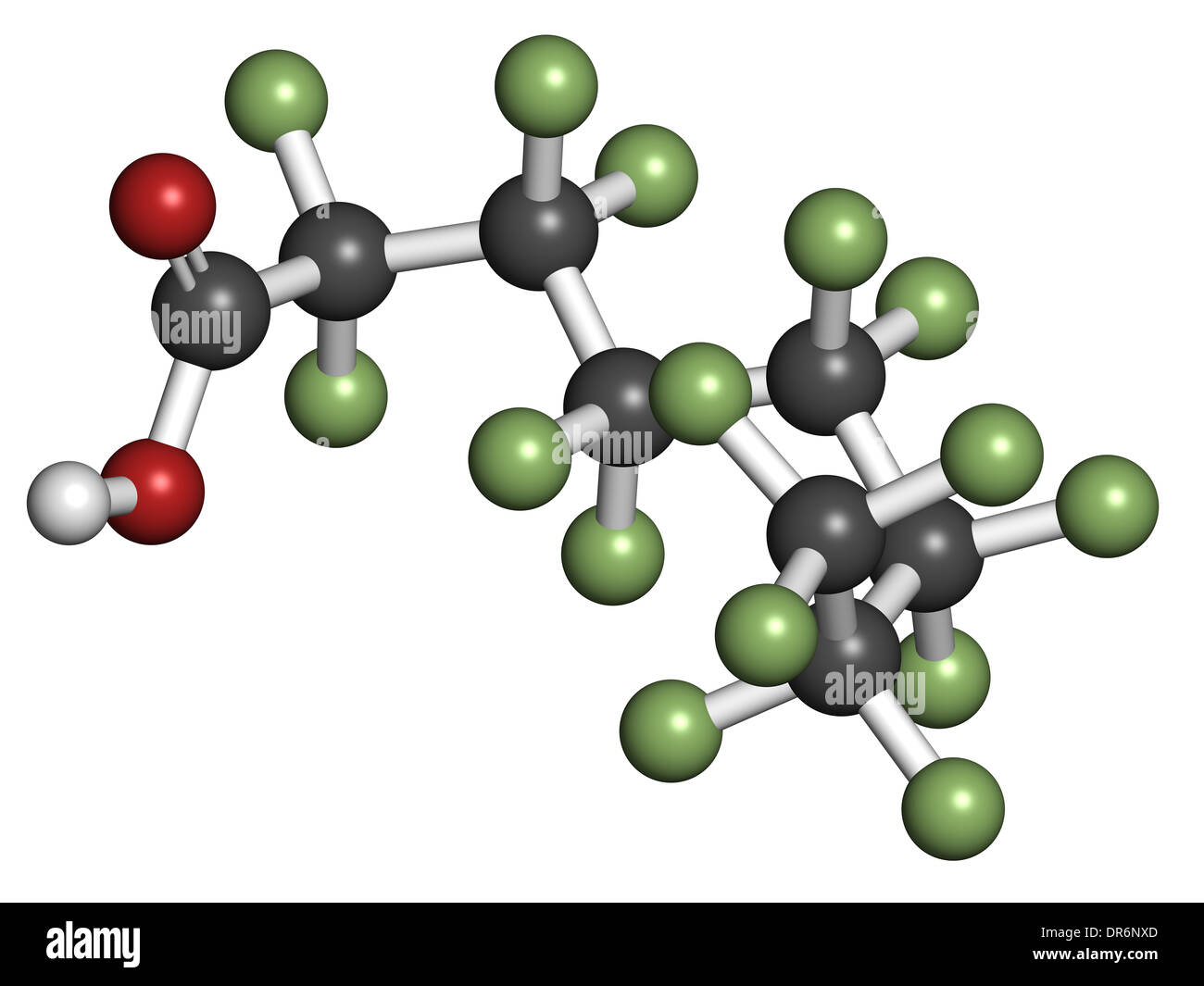 Perfluorooctanoic acid (PFOA, C8) molecule. Important and persistent