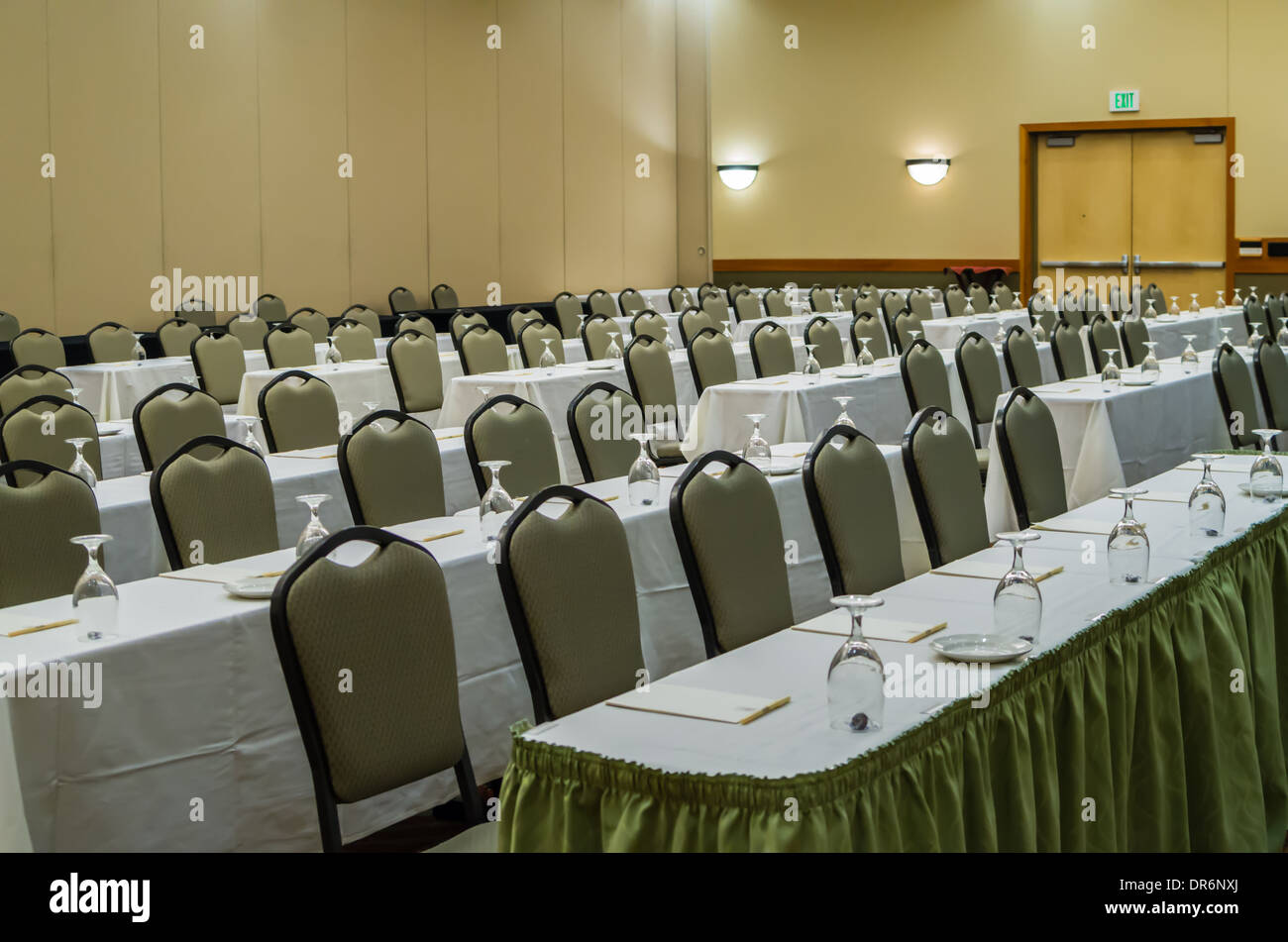 Conference room or meeting room at a conference center ready for attendees Stock Photo