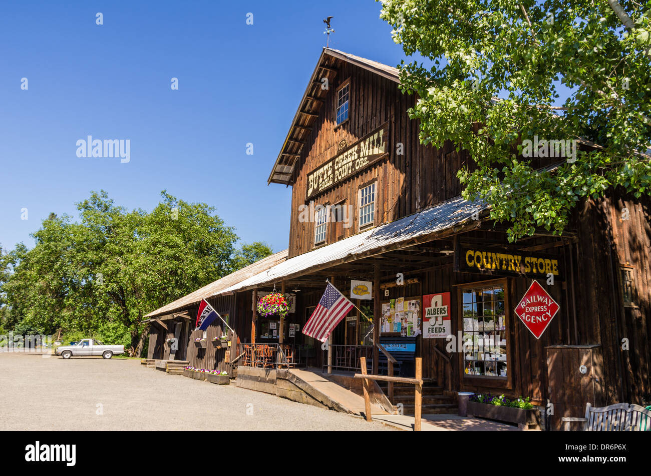 Historic Butte Creek Mill and general store. Eagle Point, Oregon Stock