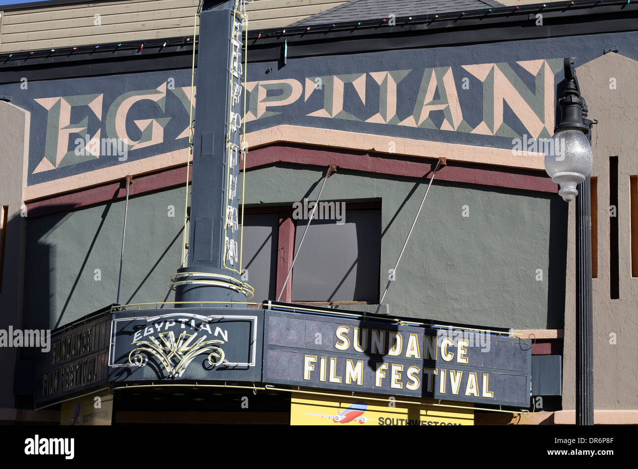 Egyptian Theater on Main Street in Park City, UT, during the Sundance Film Festival Stock Photo