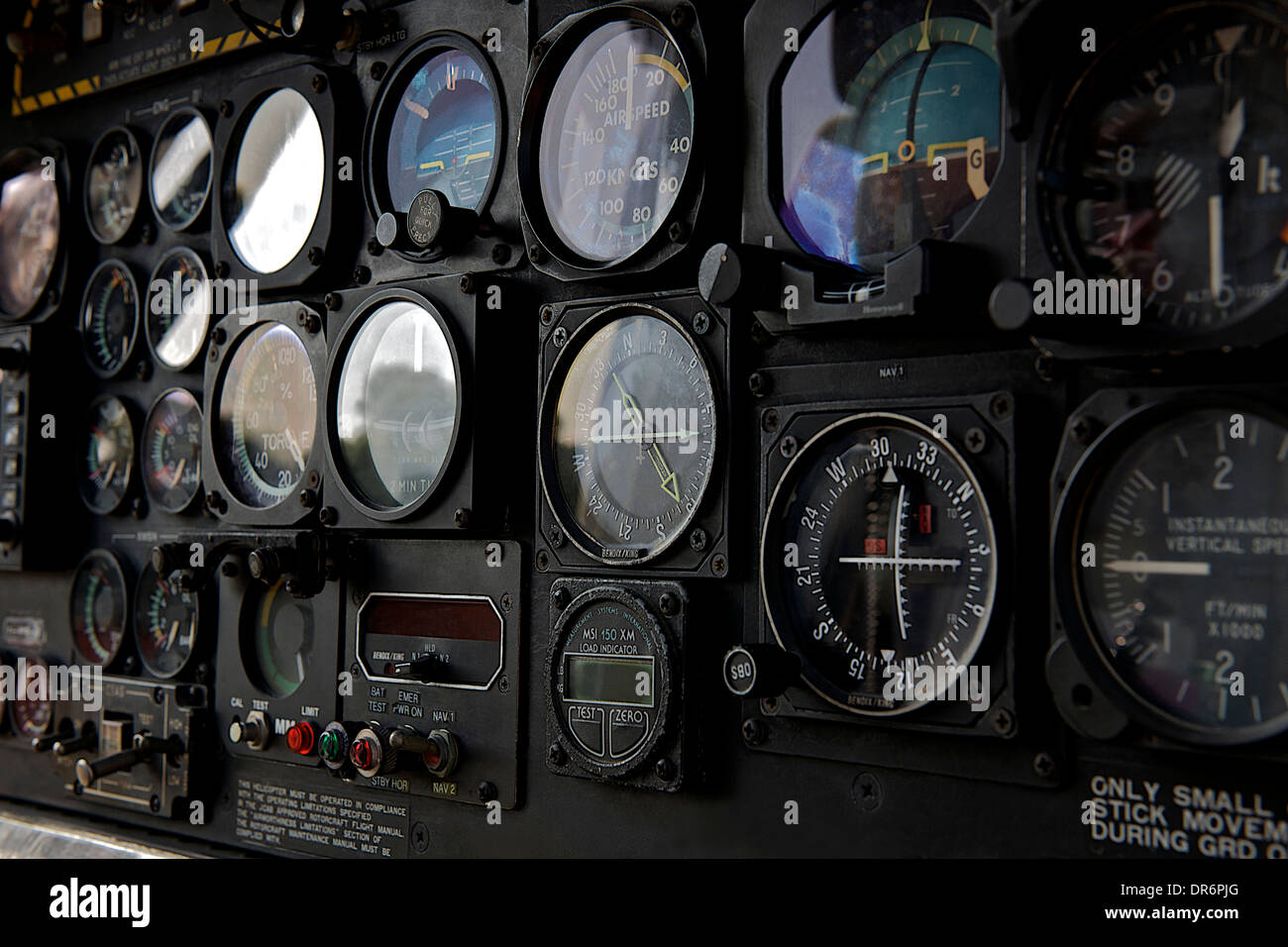 Dash board of helicopter Stock Photo
