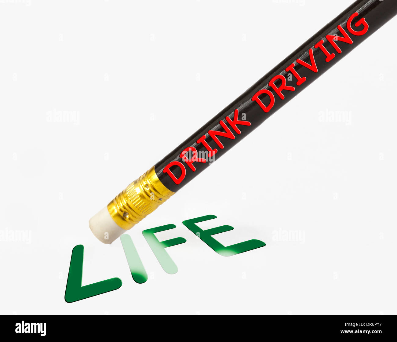 Concept of drink driving leading to death erasing life Stock Photo