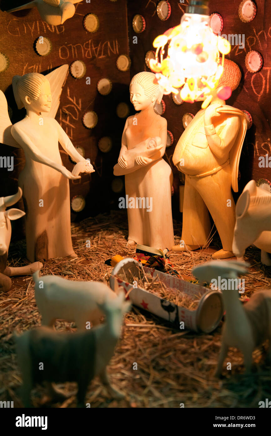 African Nativity Scene in Greenmarket Methodist Church in Cape Town - South Africa Stock Photo