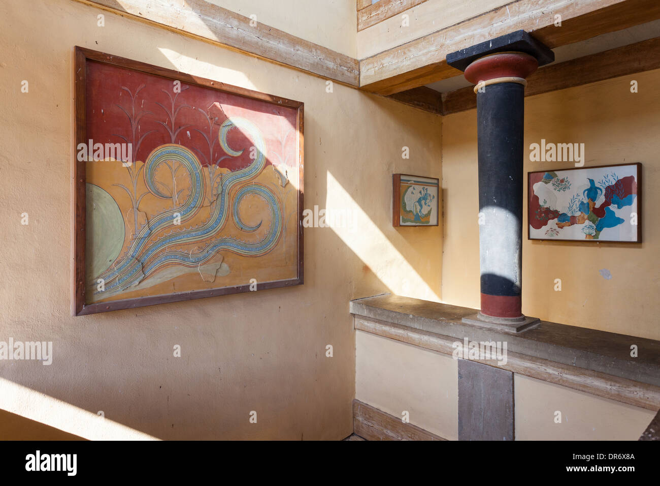 Detail of the interior of ancient Palace of Knossos in Crete Island, Greece Stock Photo