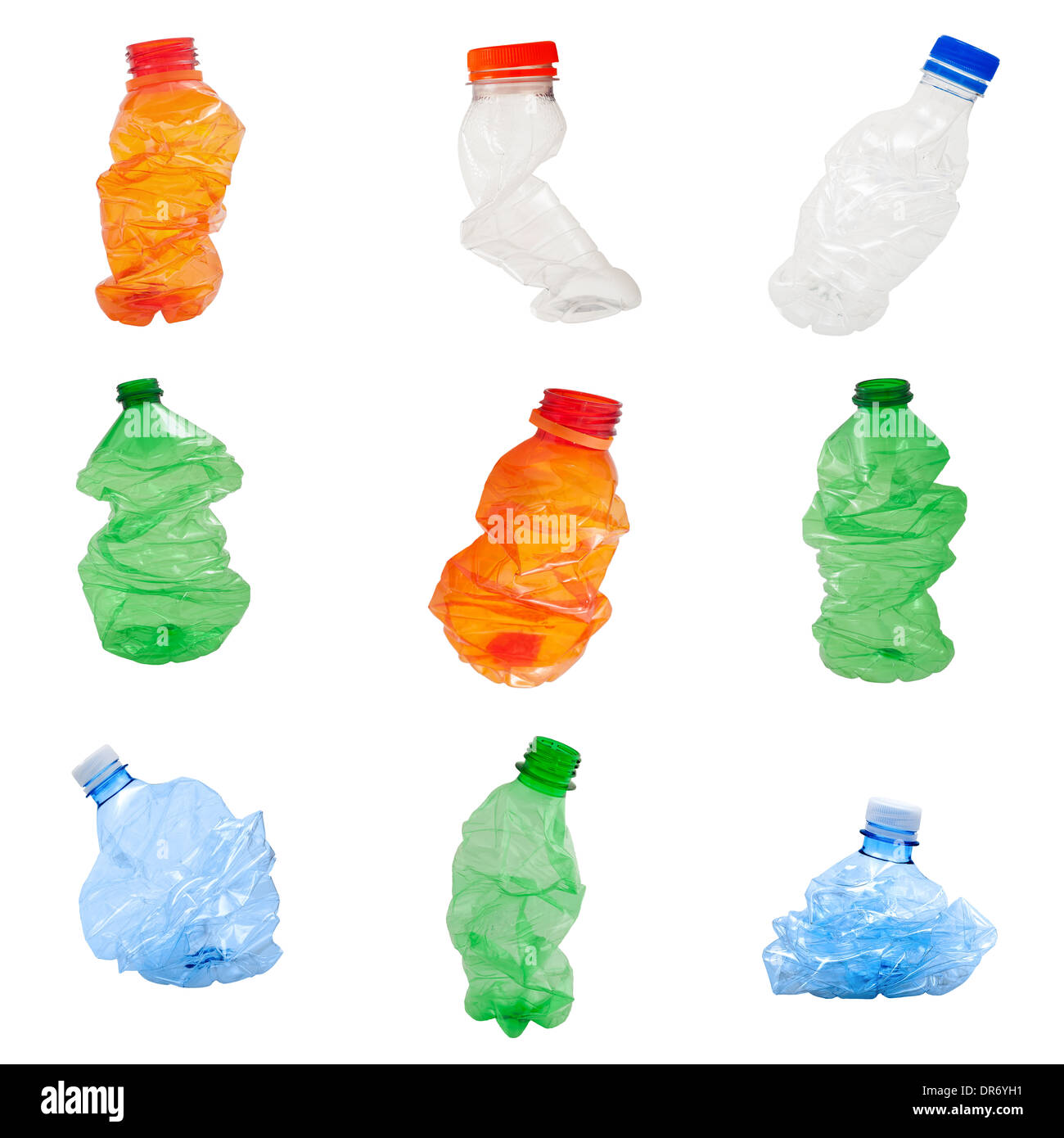 Plastic bottles isolated on white background, recycle concept Stock Photo