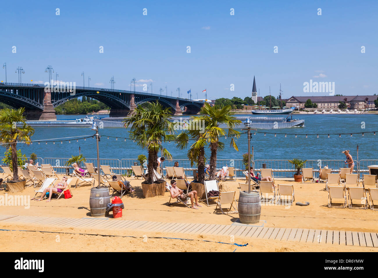 Germany, Mainz, Mainz beach at river Rhine Stock Photo