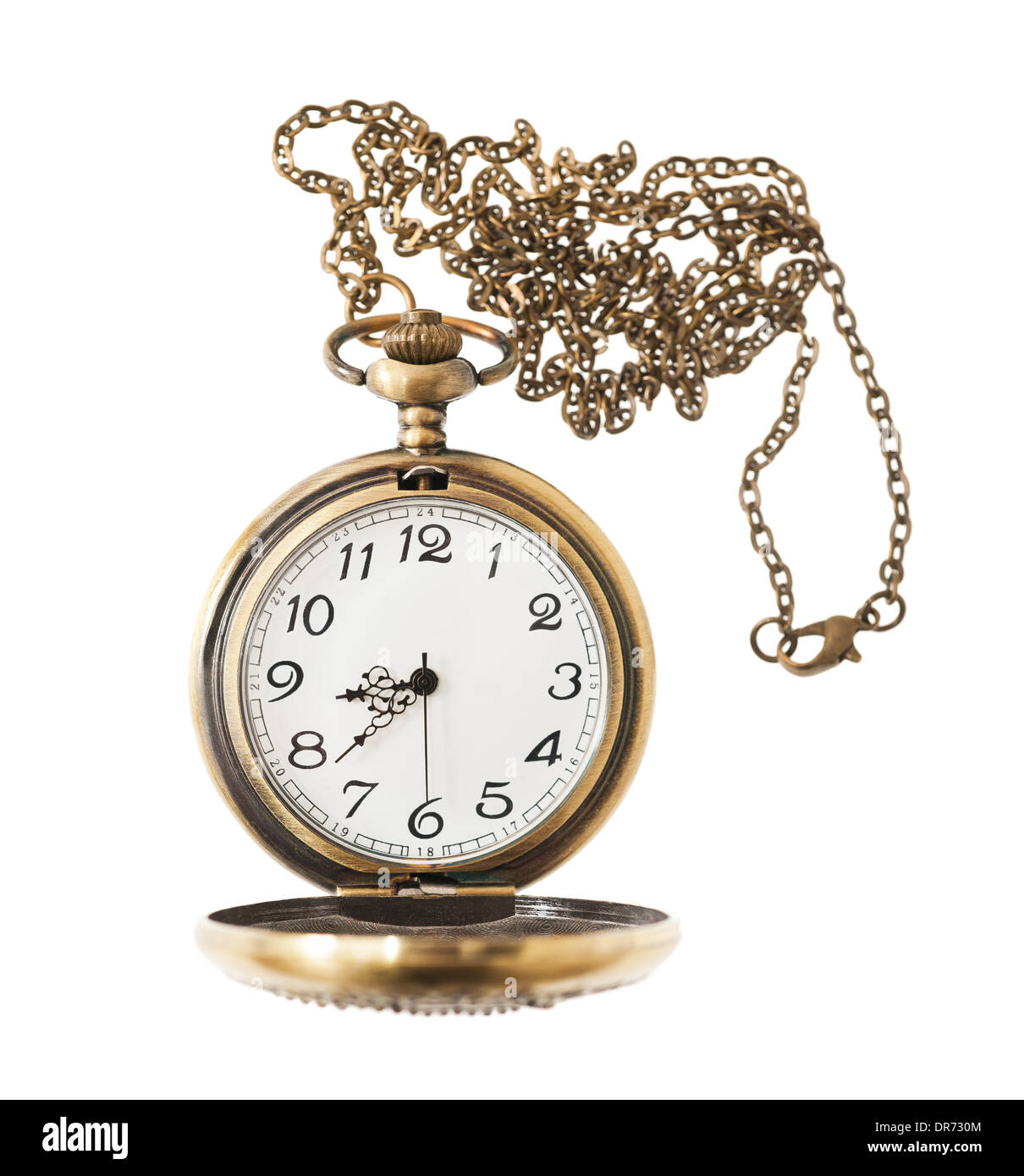 pocket watch with chain isolated on white background Stock Photo