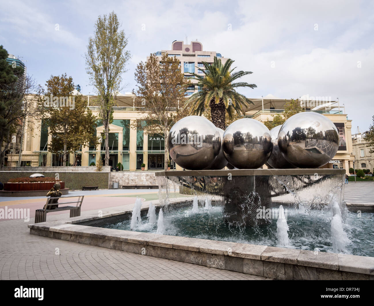 On of the fountains on the The Fountains Square in Baku, Azerbaijan