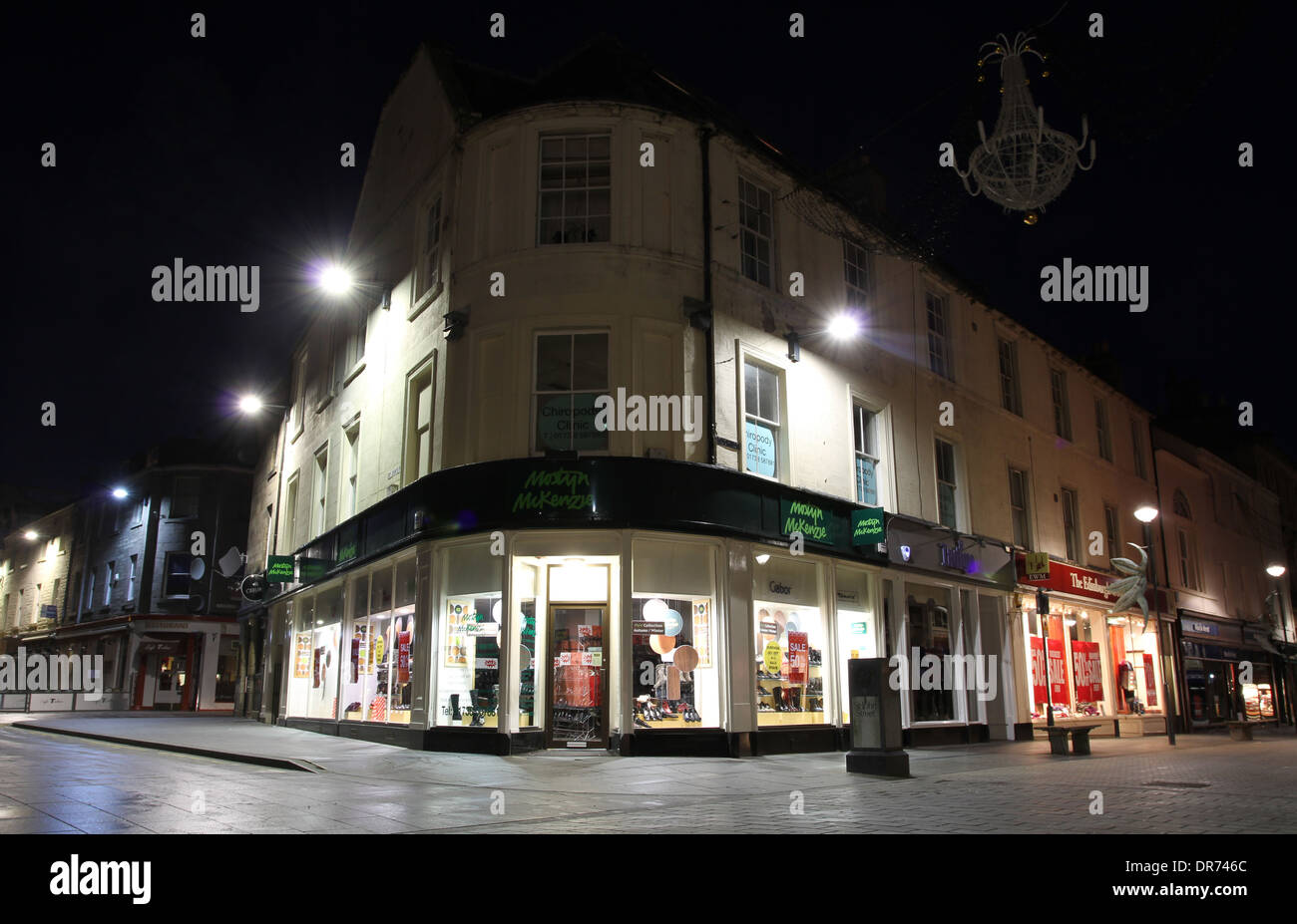 Perth street scene by night Scotland  January 2014 Stock Photo