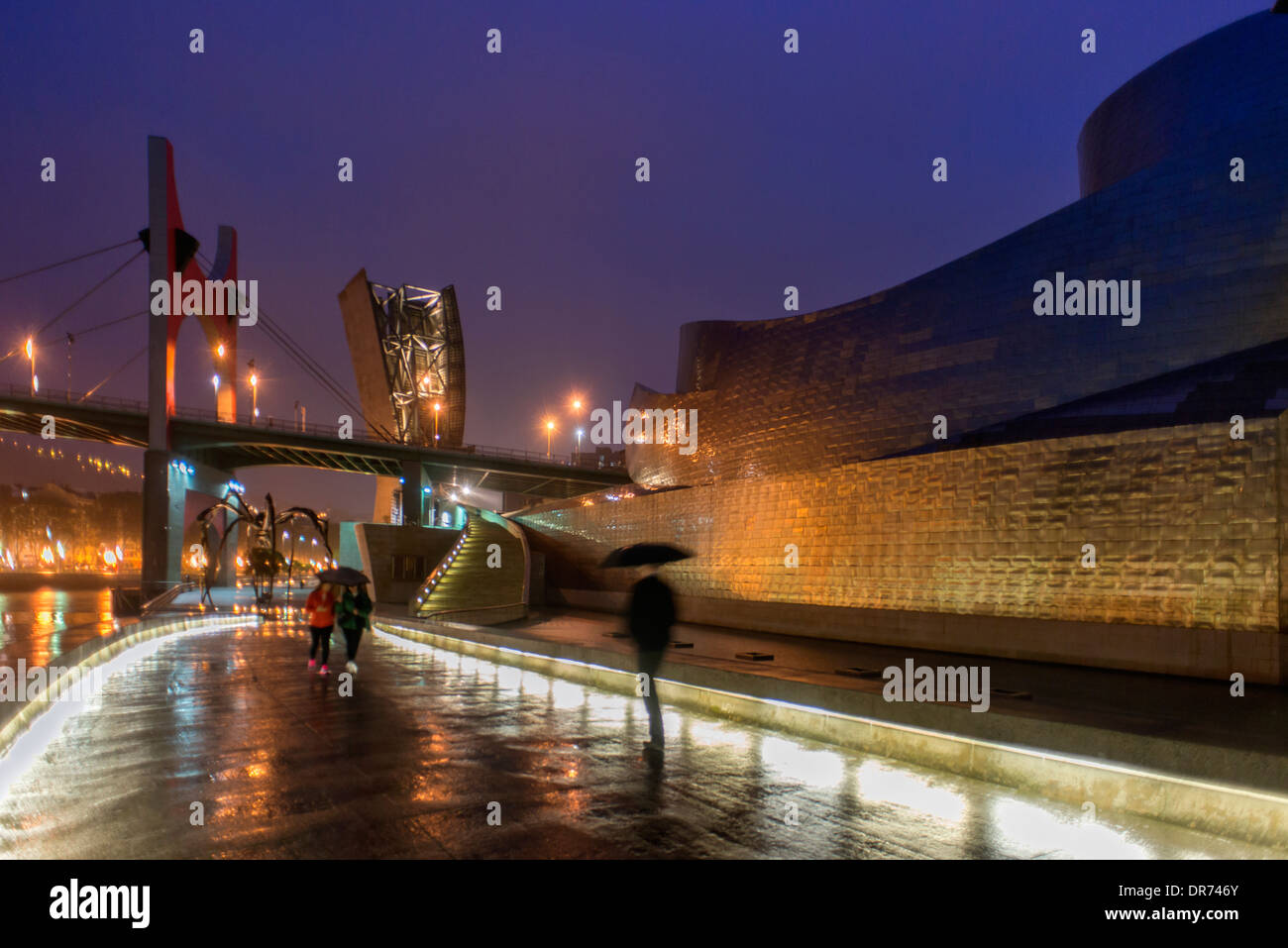 Guggenheim Museum at dusk Bilbao Spain Stock Photo