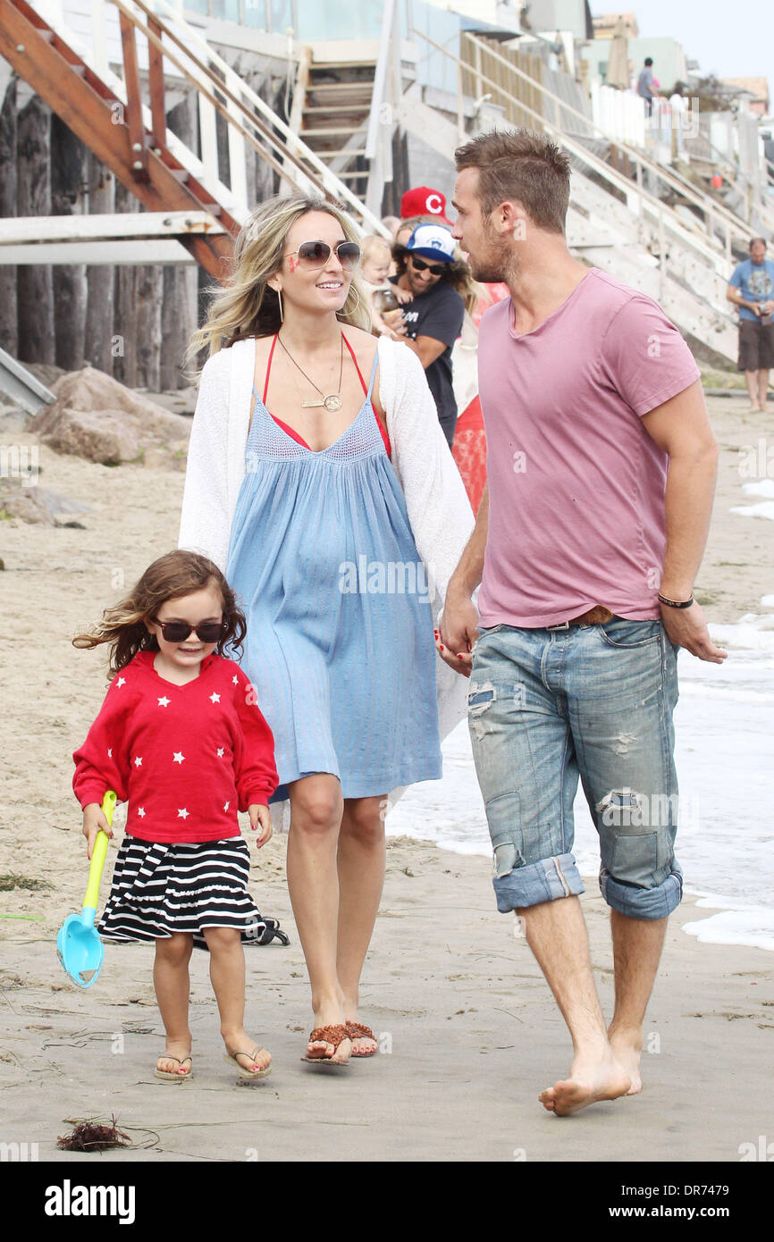 Cam Gigandet and his wife Dominique Geisendorff walk with their daughter  Everleigh Ray Gigandet on the beach in Malibu on the 4th of July Los  Angeles, California - 04.07.12 Stock Photo - Alamy