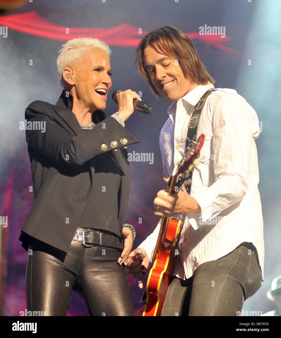 Marie Fredriksson and Per Gessle of Roxette performs live at the 02 Arena  in Dublin Dublin, Ireland - 09.07.12 Stock Photo - Alamy